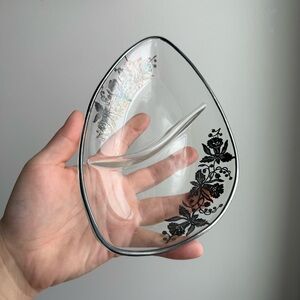 Vintage 1960s Silver City Flanders Sterling Silver Overlay Crystal Divided Dish